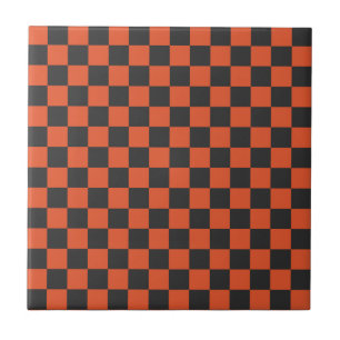Ember and ash chequerboard pattern ceramic tile