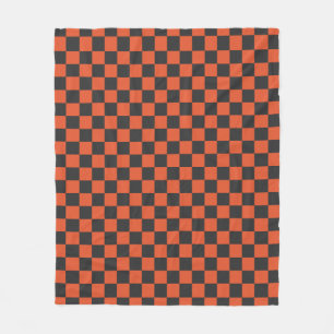 Ember and ash chequerboard pattern fleece blanket