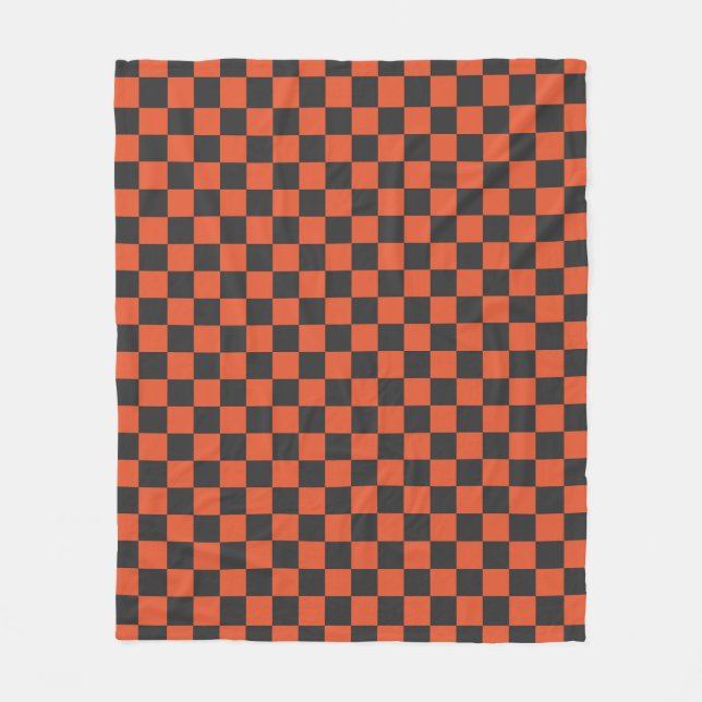 Ember and ash chequerboard pattern fleece blanket (Front)