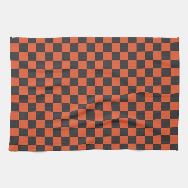 Ember and ash chequerboard pattern tea towel (Horizontal)