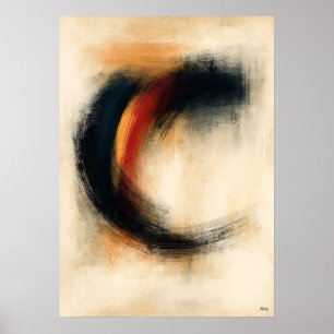 Ember Enso Zen Abstract Art in Japanese Sumi Inspi Poster
