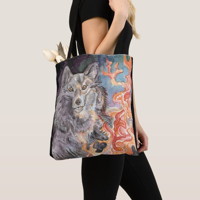 Ember Eyes Wolf Tote Bag (Close Up)