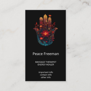Ember Lotus Hamsa Hand Design Business Card