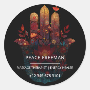 Ember Lotus Hamsa Hand Design Classic Round Sticker