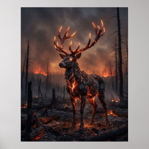 Ember Stag Burning Grove Print