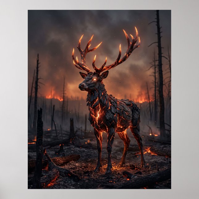 Ember Stag Burning Grove Print (Front)