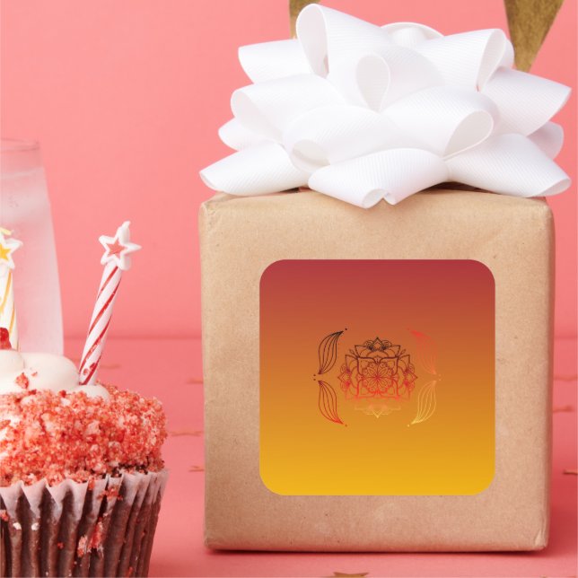 Ember‑Tone Botanical Art Square Sticker (Party)