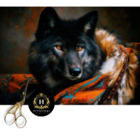 Ember Turquoise Black Wolf Portrait