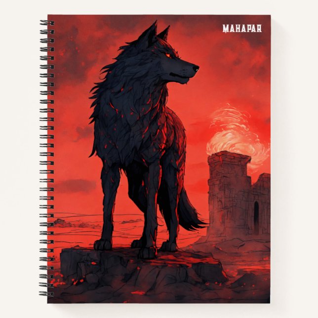 **"Ember Wolf in Ruins"** Notebook (Front)