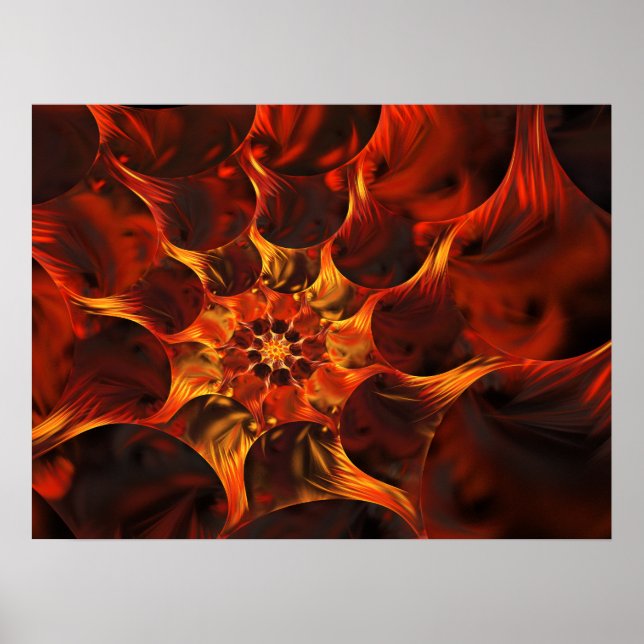Embers Abstract Digital Fractal Art Poster (Front)