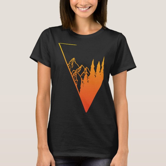 Emblem mountain panorama and forest  easy going fa T-Shirt (Front)