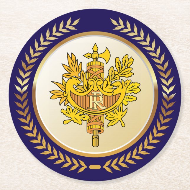 Emblem Of France Round Paper Coaster (Front)