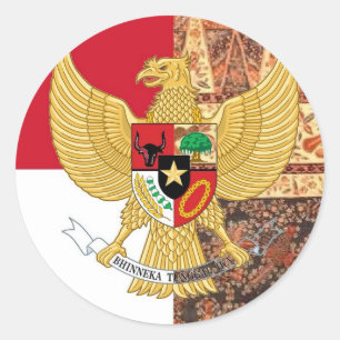 Emblem of Indonesia - Garuda Pancasila  Batik Flag Classic Round Sticker