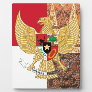 Emblem of Indonesia - Garuda Pancasila Batik Flag Plaque