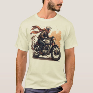 Emblem of Motorcycle Rider in Leather Jacket T-Shirt
