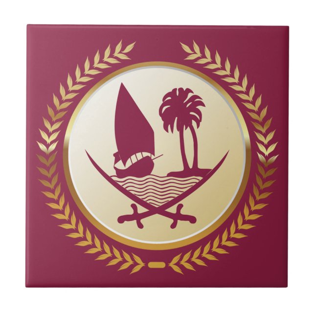 Emblem of Qatar Ceramic Tile (Front)