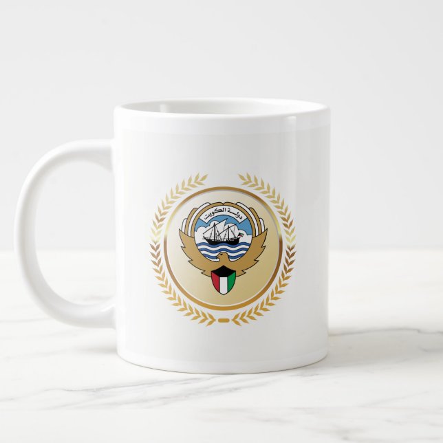 Emblem of The State of Kuwait Large Coffee Mug (Left)