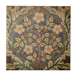 Emboidered Flower Tree Leaf Border Ceramic Tile