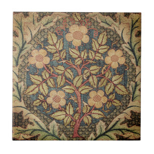 Emboidered Flower Tree Leaf Border Ceramic Tile