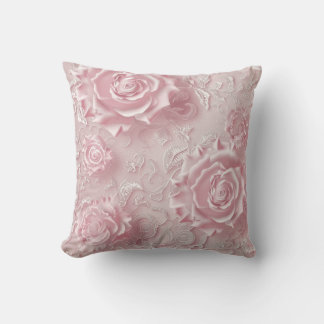 Embossed 3D Rose Floral Cushion