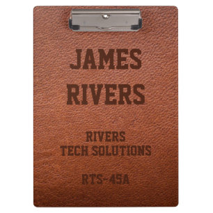 Embossed Brown Vegan Leather clipboard