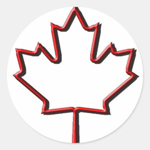 Embossed Canadian Maple Leaf Classic Round Sticker