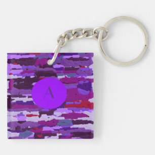 Embossed Chalk Shades of Purple and Red Key Ring