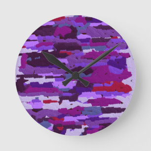 EMBOSSED CHALK SHADES OF PURPLE AND RED ROUND CLOCK