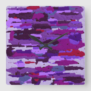 Embossed Chalk Shades of Purple and Red Square Wall Clock