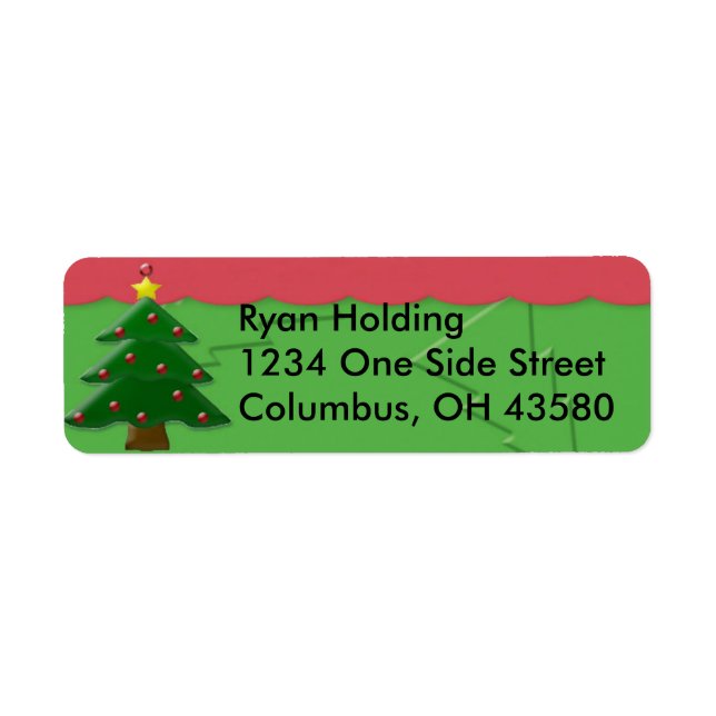 Embossed Christmas Tree Return Address Labels, ... Label (Front)