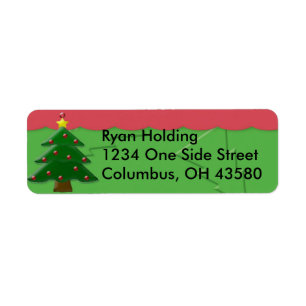 Embossed Christmas Tree Return Address Labels, ... Return Address Label