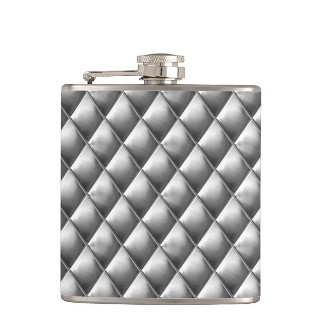Embossed Chrome Diner Style Print Hip Flask (Front)