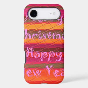 Embossed Colourful Stripes: Merry Christmas Happy