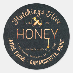 Embossed Copper Dripping Honey Label with Bee     