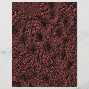 Embossed Daisies Burgundy Floral Scrapbook Paper