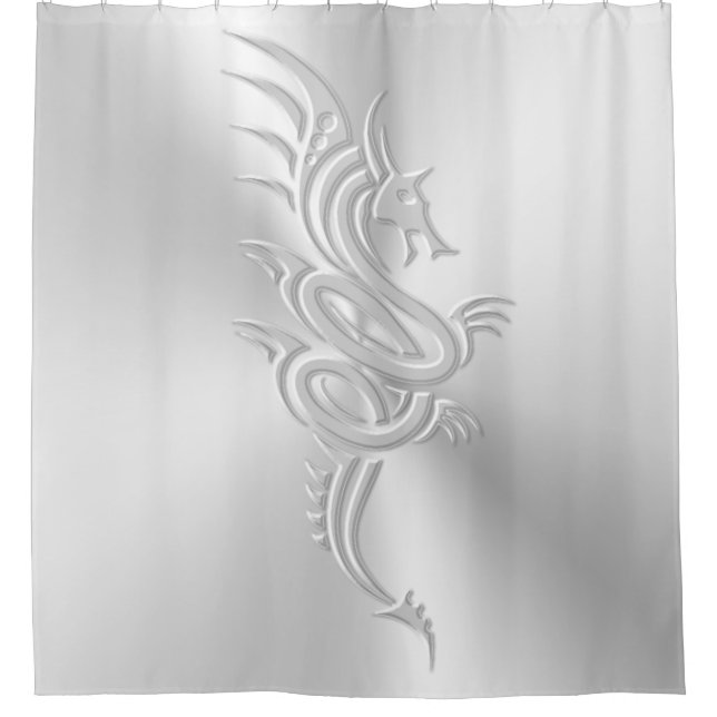Embossed-effect Eastern Dragon Shower Curtain (Front)