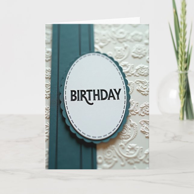Embossed Floral Birthday Card (Front)