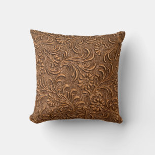 embossed floral panel, copper cushion