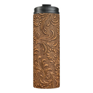 embossed floral panel, copper thermal tumbler