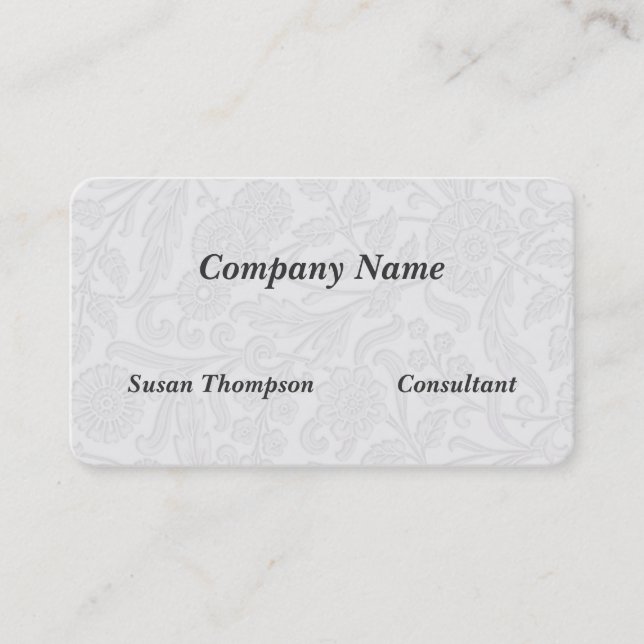 Embossed Floral Pattern white on white Business Card (Front)