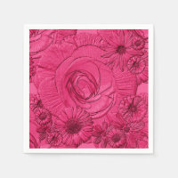 Embossed Flowers-Berry-COCKTAIL NAPKINS