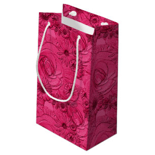 Embossed Flowers-Berry-GIFT BAG S