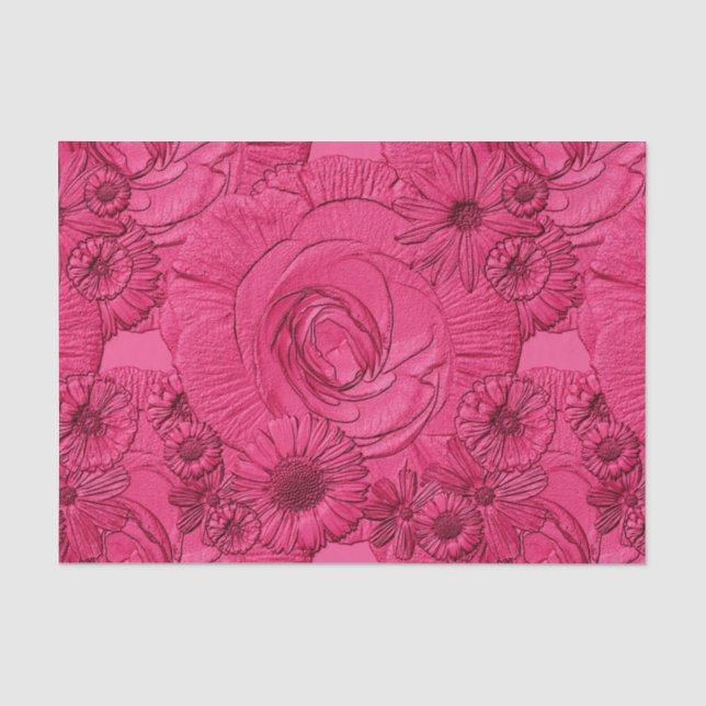 Embossed Flowers-Berry-Tissue Wrapping Tissue Paper (Front)