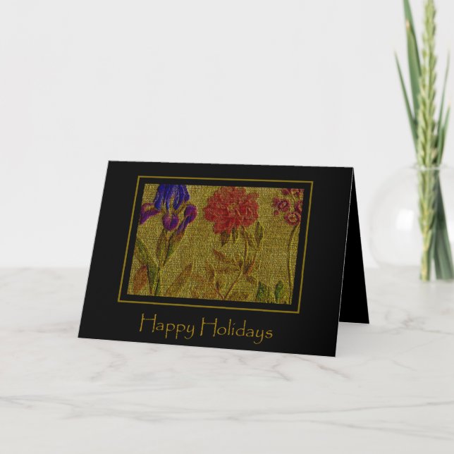 Embossed Flowers Holiday Card (Front)