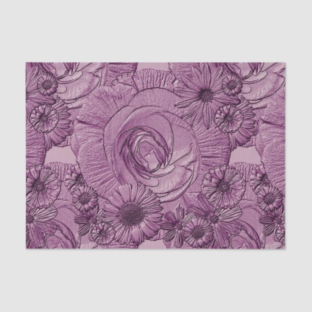 Embossed Flowers-Lt Purple-Tissue Wrapping Tissue Paper (Front)