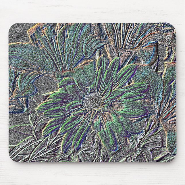 Embossed Flowers with Colour Mouse Pad (Front)