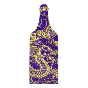 Embossed Gold Dragon on Purple Satin Print Cutting Board