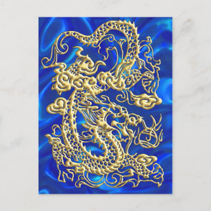 Embossed Gold Dragon Postcard