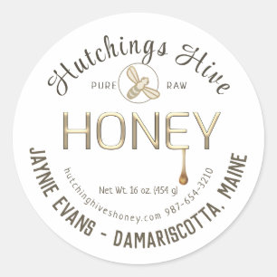 Embossed Gold Dripping Honey with Bee Script Label