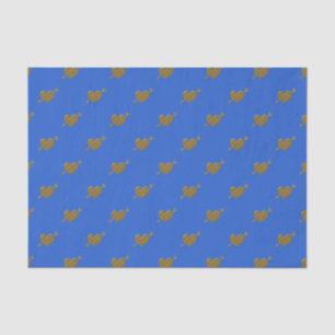 Embossed Gold Hearts-BLUE-TISSUE WRAPPING PAPER